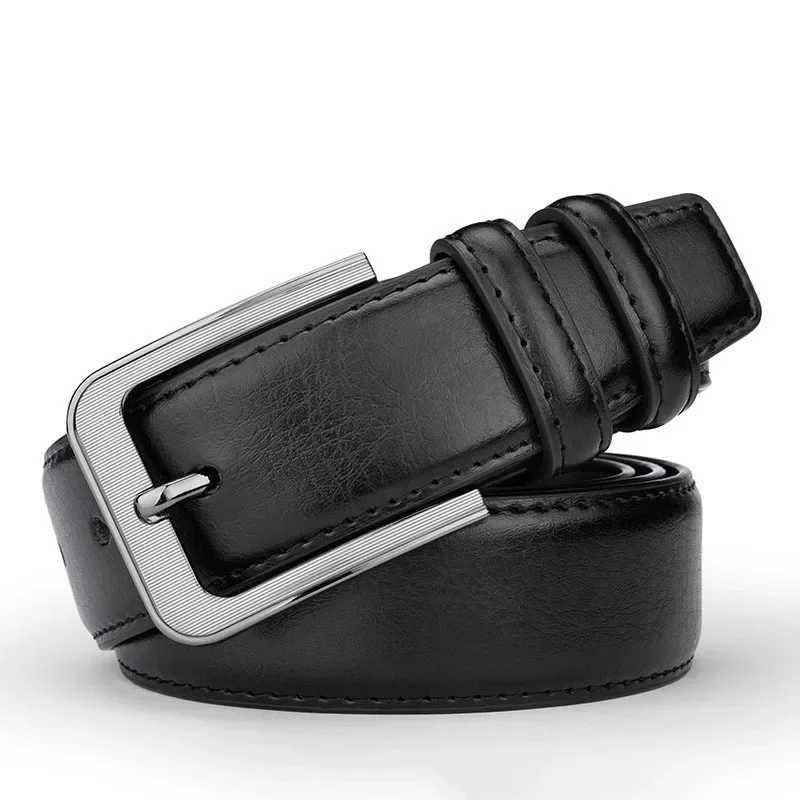 Black Vintage Faux Leather Belt for Men Alloy Pin Buckle Waist Straps Brown Belts Pants Waistband Ceinture Homme Para MujerX240914