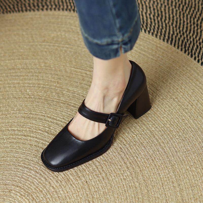 New Spring Fashion New Autumn Pumps High Chunky Buckle Loafers Platform Black Brown Retro Heels Women Shoes 8be2 d59a