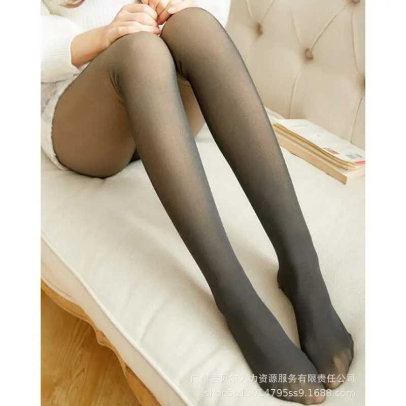 Women Sexy Slim Fit Air Hostess Leggings Stockings Y2K INS Stretchy Bodycon Pants High Waist Thermal Warm Fleece Lined TightsX240914