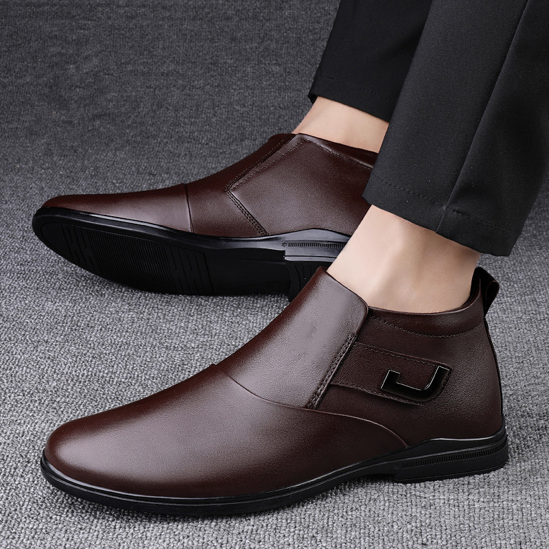 Autumn Fashion Winter Leather British Style High Top Plus Veet Casual Shoes for Men Work Outdoor Large Size 46 Boots 4ce3