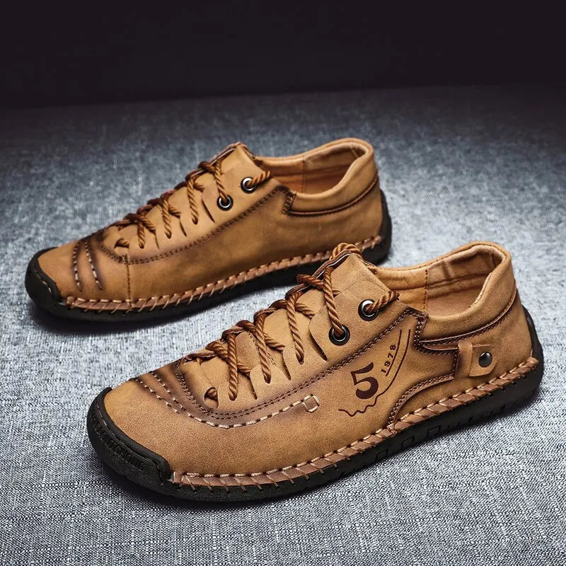 Men Leather Casual Shoes Outdoor Comfortable High Quality Fashion Soft Homme Classic Ankle Non-slip Flats Moccasin Trend 240909