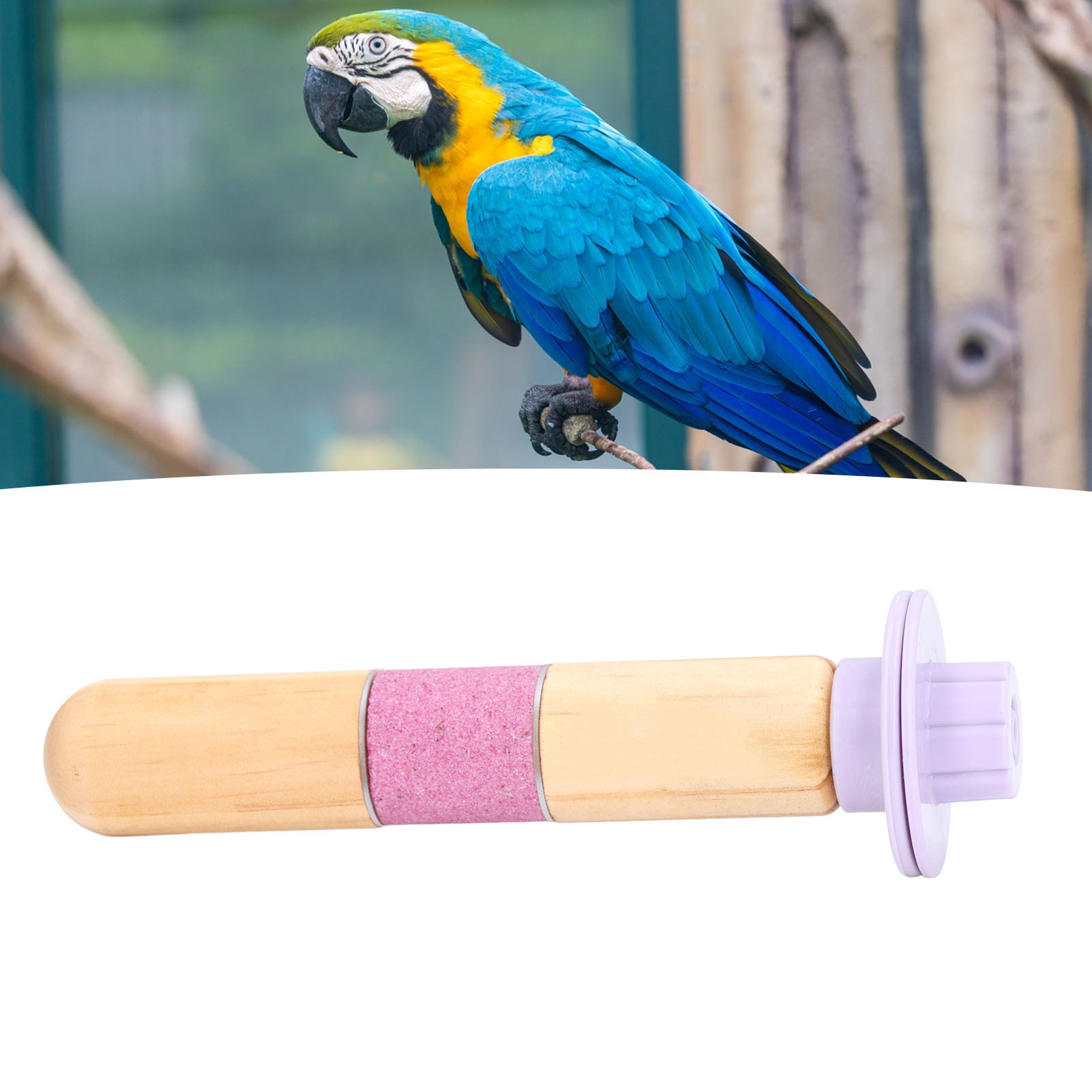 Wooden Parrot Standing Stick Toy, Bird Perch, Beak Paw Grinding, Cockatiels, Lovebirds, Budgies