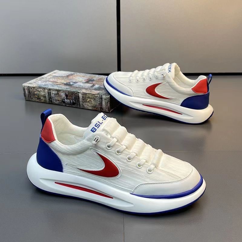 2023 Summer New Breathable Ice Silk Sneakers Men's Shoe Trend Platform Comfort Dad Shoes Soft Sole Casual Sports Running Shoes
