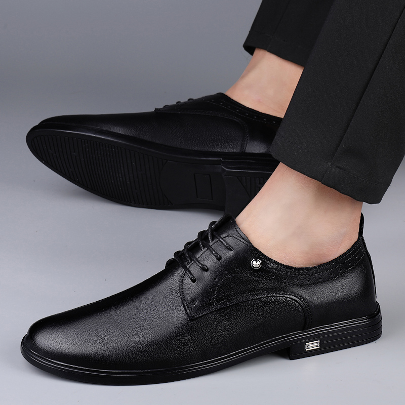 Men's Genuine Leather Oxford Shoes - Classic hot Lace-Up, Warm Winter Business Footwear