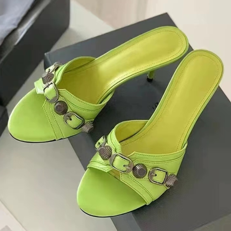 Fashion Summer Slippers Mules Shoes Woman Outside Sexy High Heels Slides White Pink Black Sandal Party Shoes Female Luxury