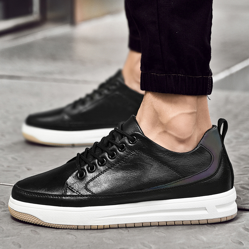 Italian 2024 New Men Antiskid Outdoor Sneakers Fashion Vulcanized Shoes Comfortable Genuine Leather Heightening Casual Shoes