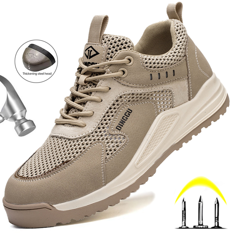 Mesh Breathable Safety For Sneakers Anti-Smash Indestructible Lightweight Steel Toe Work Shoes Men Footwear 3fbe