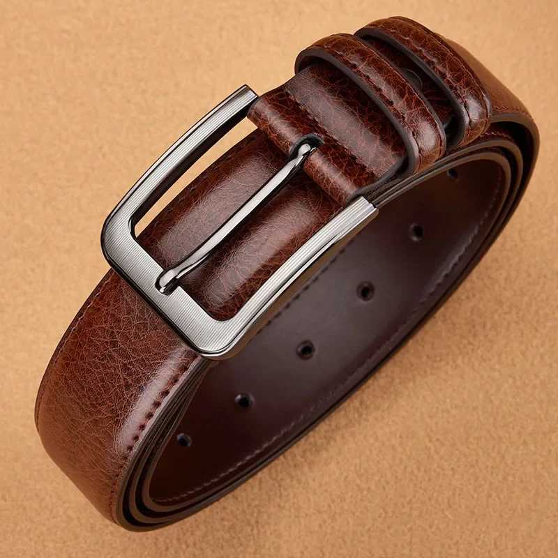 Black Vintage Faux Leather Belt for Men Alloy Pin Buckle Waist Straps Brown Belts Pants Waistband Ceinture Homme Para MujerX240914