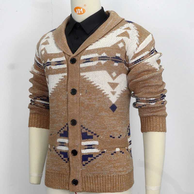 Mens Cardigan Sweater European and American Autumn and Winter Vintage Jacquard Sweater Casual Versatile Woolen JacketXJ240907