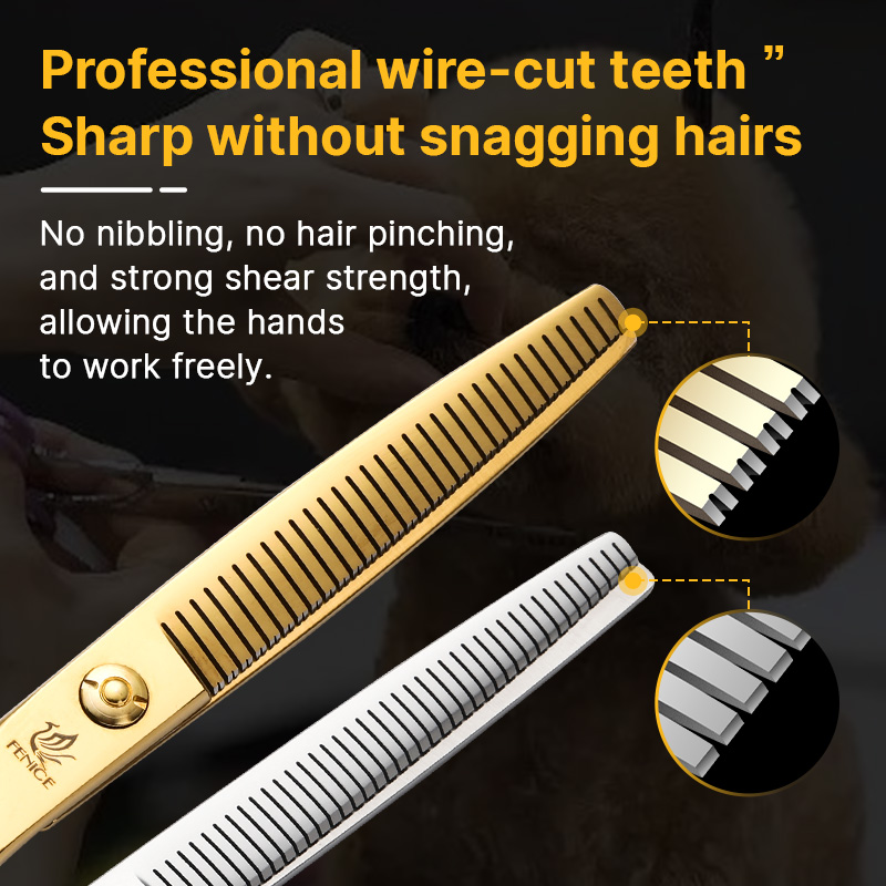 Fenice Dog Scissors Professional 6.5/7.5 inch Pet Fluffy Thinning Grooming Scissors Dog Thinner Shears JP440C&VG10 Steel