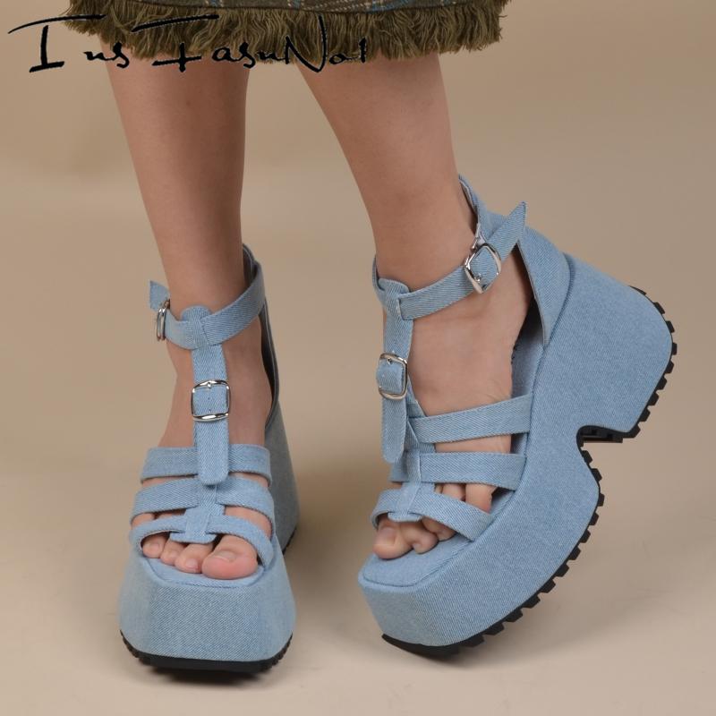 Fashion Thick Bottom High Platform Women Sandals Buckle Strap Increasing All Match Dress Shoes Open Toe Female Modern Sandals