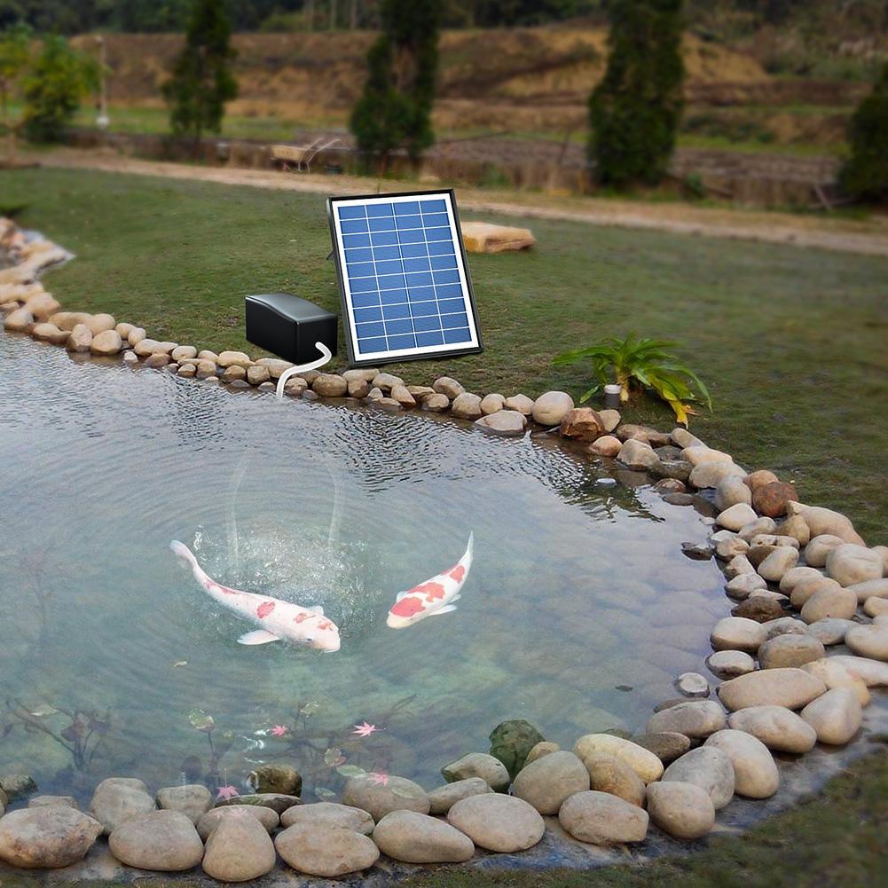 Solar Powered Oxygen Pump Solar Water Air Pump Fish Tank Oxygenator Outdoor Fish Tank Pool Pond Low Noise Air Pump for Gardening