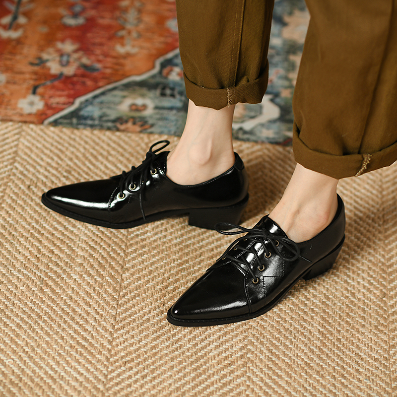2025 new Low Lace-up Heels Pumps Woman Black Brown Heeled Casual British Oxford Shoes For Women Loafers New 2023 Spring Autumn e5c6