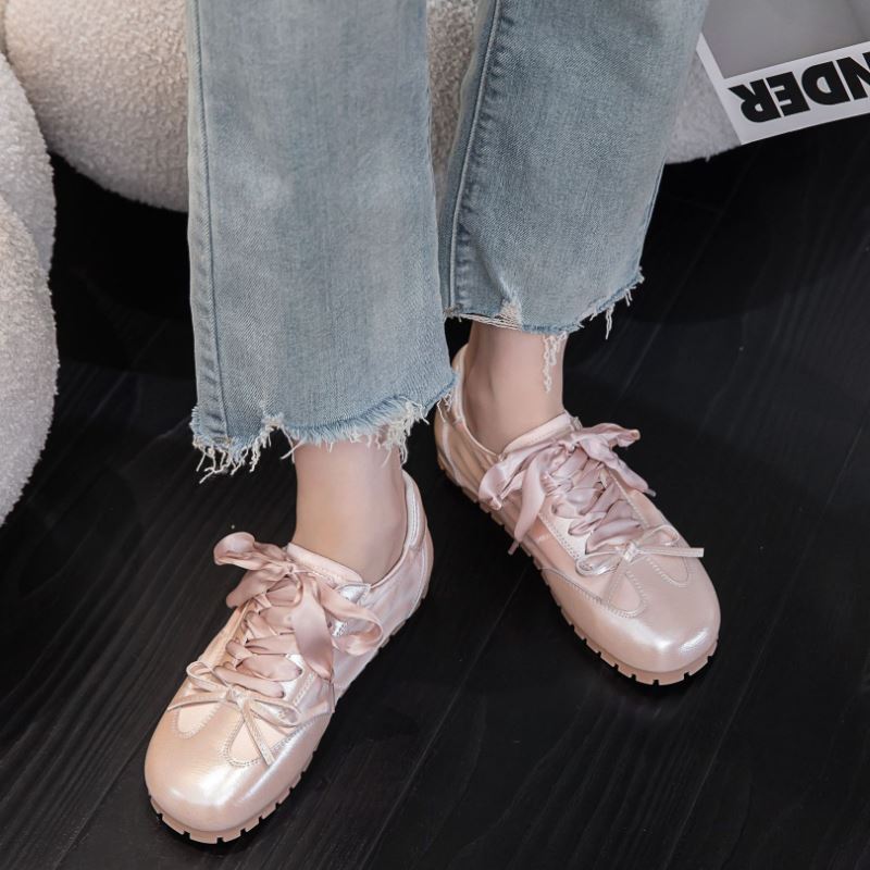 Ballets hot Sneakers for Women, Lace Up Flats, Ins Stain, Bow Tennis, Athletic Shoes, Size 35-40