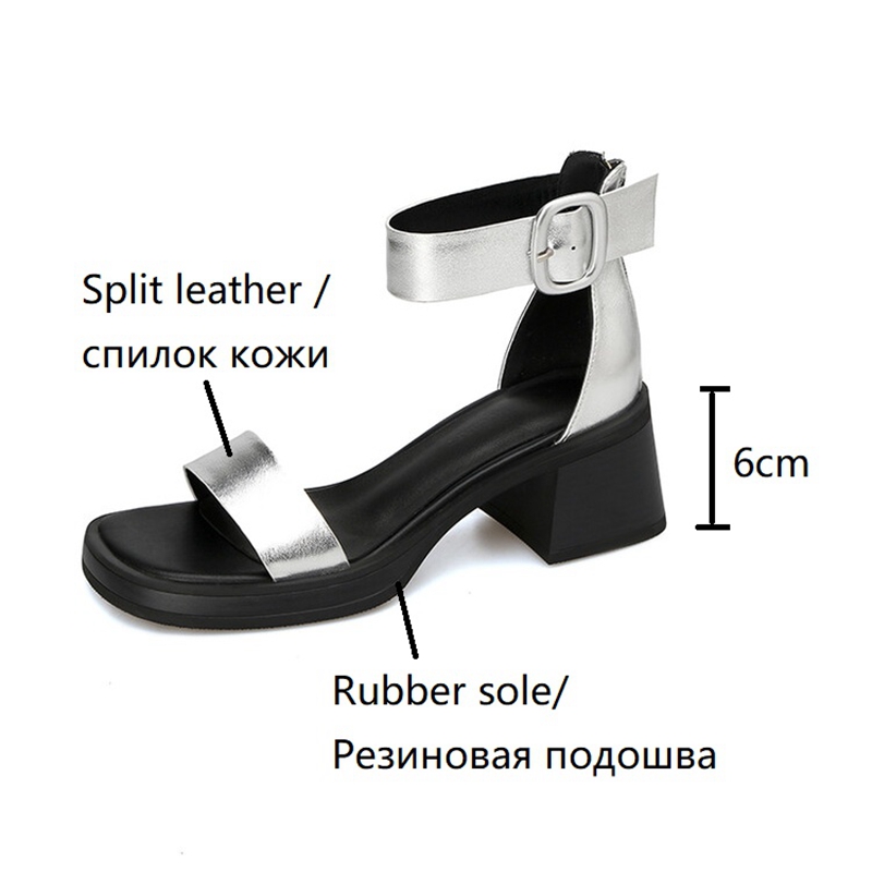 Open Summer Toe Chunky for Women Cover Heel Sandals Concise Split Leather New Handmade Platform Shoes 42f4 Platm