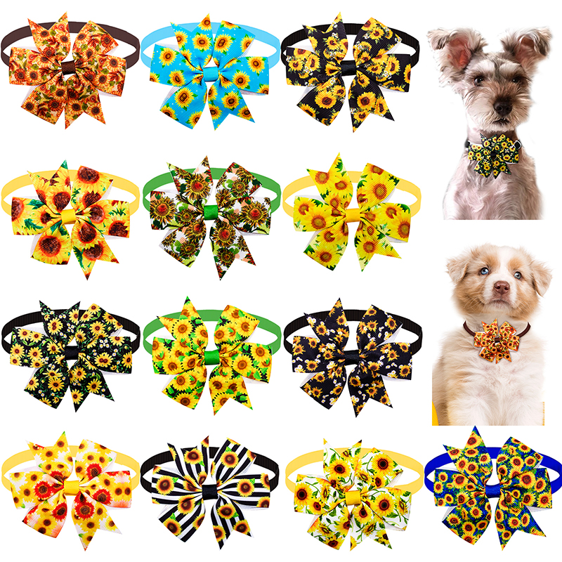 50/ 100pcs Dog Bow Tie Chrysanthemum Dog Accessories Flowr Dog Supplies Fashhion Bow Tie Dog Small Dog Cat Grooming Supplies