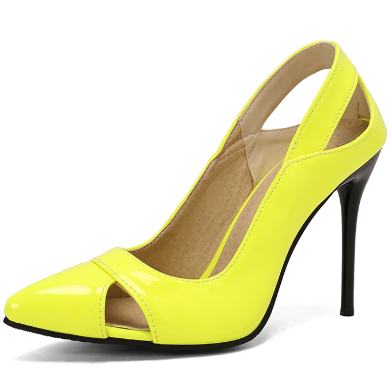 2025 new High Elegant Heels Pumps Sexy Point toe Yellow Pink Black Nude Women's Heeled Party Office Wedding Shoes Large Size 48 7fcf