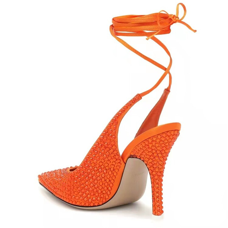 Rhie Summer 10cm high heel sandals women Party Wedding Bride large 36-43 red orange blue satin banquet female shoes 368a