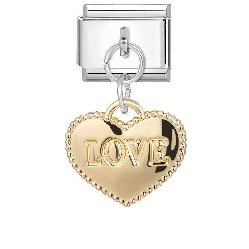 New Women's Gift Shell bow heat Pendant Italian Charms Links Bangle Beads Fit 9mm Stainless Steel Bracelet Making DIY For Women Fashion Jewelry