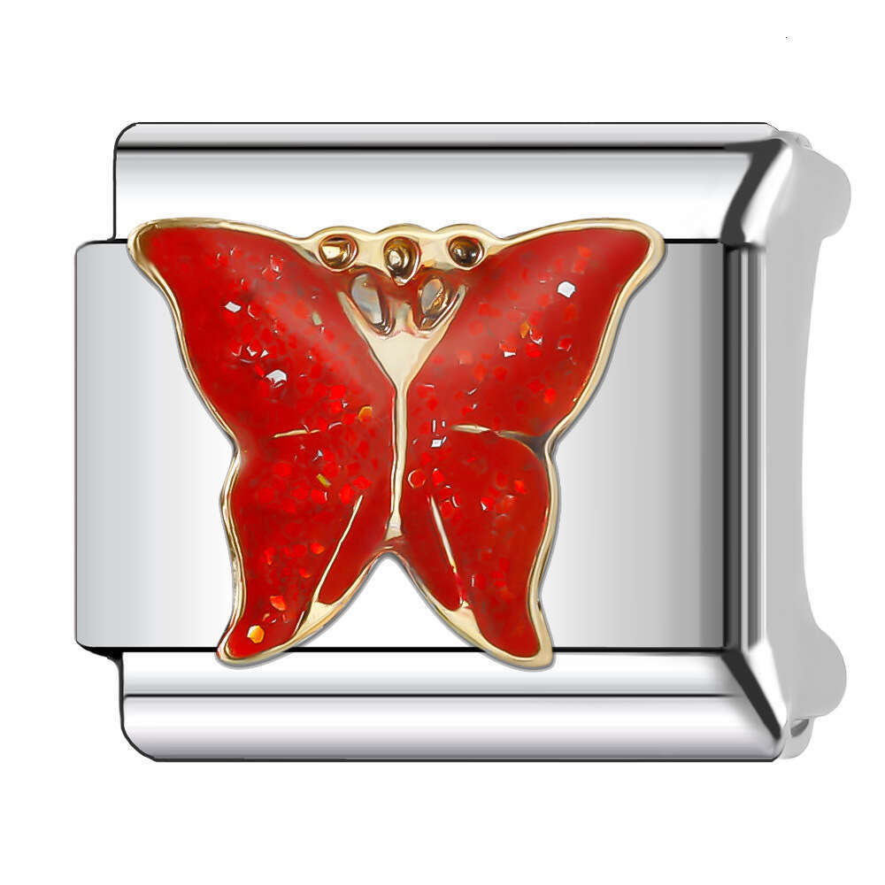 New Women's Gift butterfly Bead Italian Charms Links Bangle Beads Fit 9mm Stainless Steel Bracelet Making DIY For Women accessories Fashion Jewel