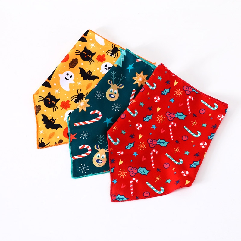 Personalized Pet Cat Scarf Dog Bandanas Christmas Halloween Party Triangle Bibs Decorative Scarves Puppy Bandanas Pet Supplies