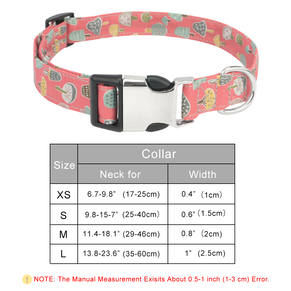 Unique Style Cartoon Pattern Dog Collar with Metal Buckle Puppy Adjustable Cloth Collars for Dogs and Cats Small Medium Large
