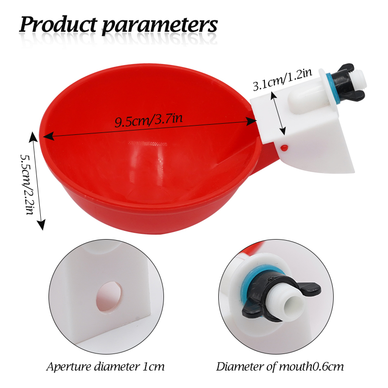 10/20Pcs Chicken Waterer Bowl Water Cup Farm Coop Poultry Waterer Drinking Water Feeder for Chickens Duck Goose Turkey Quail