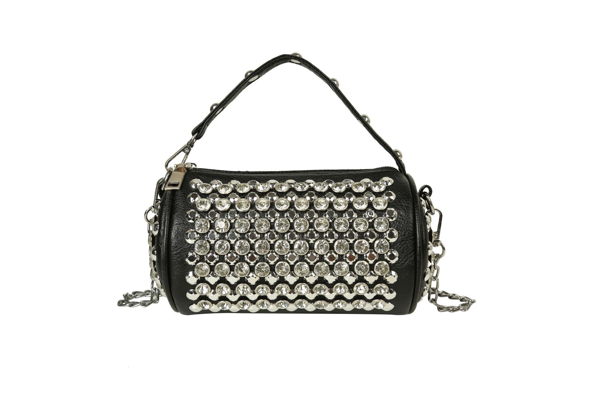 New fashion cylinder bag female hand crossbody single shoulder diamond bag fringe trend all-match female bag