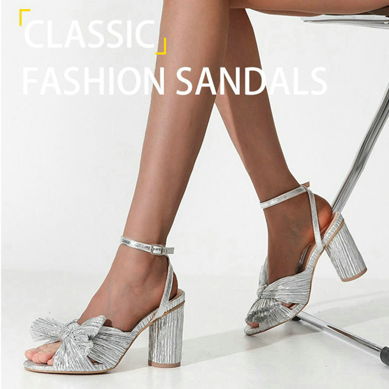 2024 Fashion Women Sandals with Thick Bow Fairy Silk Sandals Retro Fairy Shoes Lady Zapatos Super-high Heel