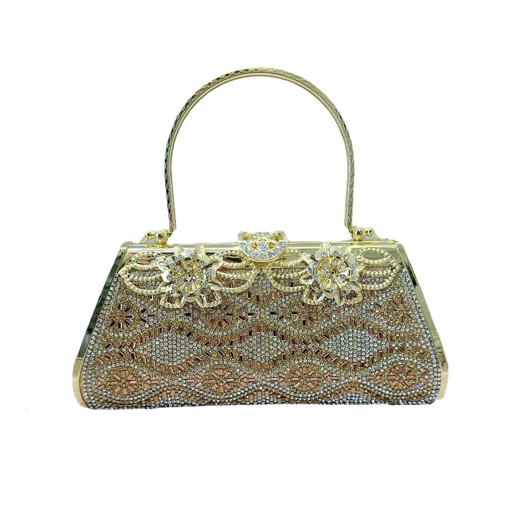 New Women's Diamond Embedding Small Fashion Evening Dress Handbag Oblique Straddle Banquet Bag