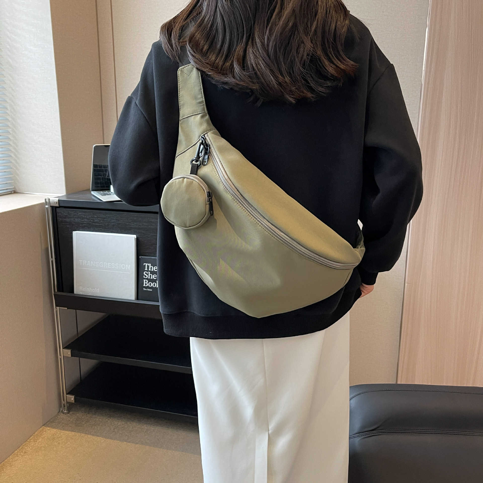 female Korean version single shoulder diagonal cross bag waist bag nylon bag street trend bag dumpling bag 240915