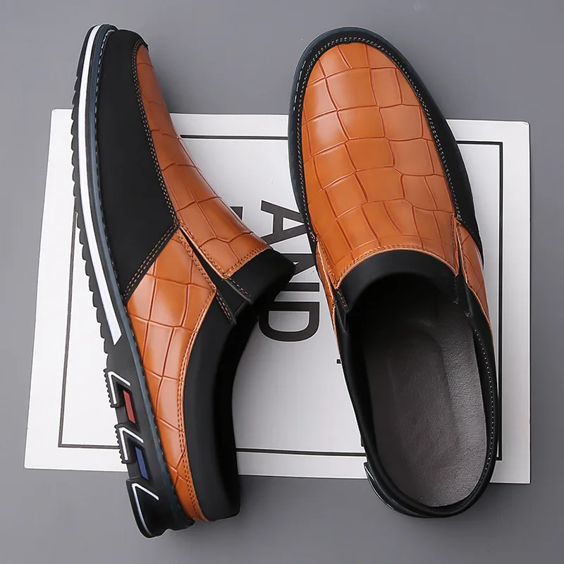 New Styles Spring and Autumn Men Shoes Lightweight Wear Resistant Fashionable Male Casual Slip on Shallow Month PU Leather Shoes