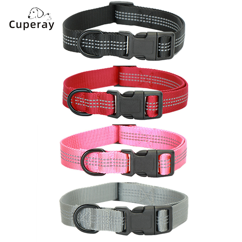 Nylon Reflective Pet Collar with D Ring Adjustable Dog Collar for Outdoor Training, for Small and Medium Dogs Puppy Accessories