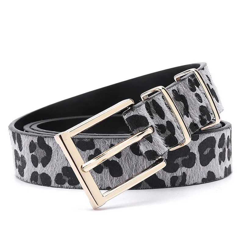 Fashion Retro Female Leopard Horsehair Belt Metal Buckle Pu Belt Accessories for Women Hot SalesX240914