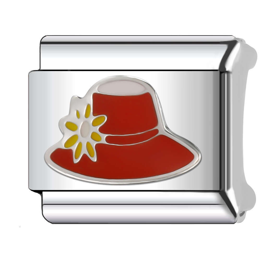 New Women's Gift Beautiful girl lipstick Bag hat Bead Italian Charms Links Bangle Beads Fit 9mm Stainless Steel Bracelet Making DIY For Women Fas