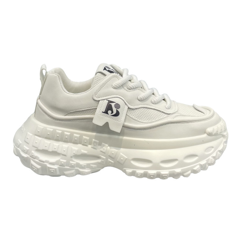 Ddmybear Men's Summer High-End Breathable Thick Sole Height Increasing Dad Anti Slip Trendy Brand White Casual Sports Shoes Chinese Brand Shoes F