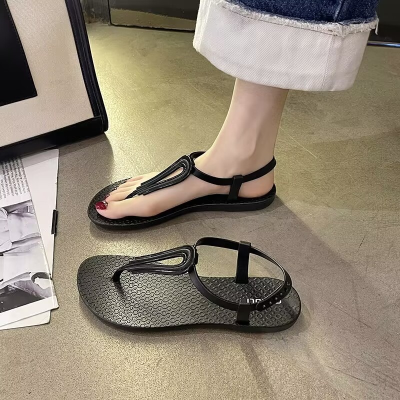 Summer New Women's One-line Strap Sandals Roman Fashion Flat Sandals Casual Beach Sandals Women Ladies Shoes Slippers