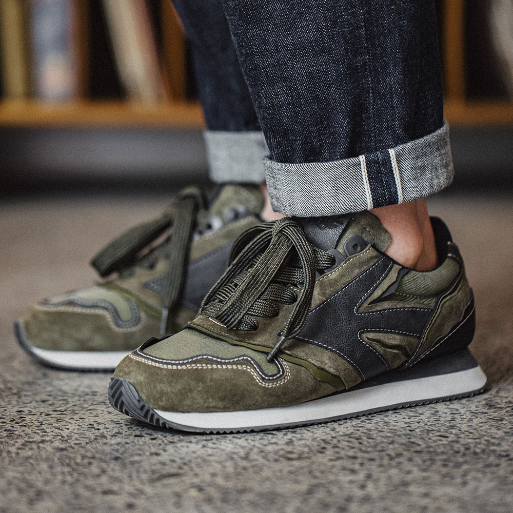 Maden Olive Green Jogging Shoes for Men's Spring and Summer All-match Casual Sports Thick Sole Breathable Retro British Training