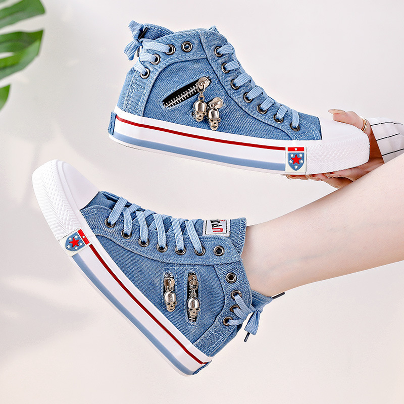 Spring Autumn Casual Sports Walking Skateboard Lace-up Fashion Femmes Women's classic Sneakers Denim Canvas Shoes Large Size 43