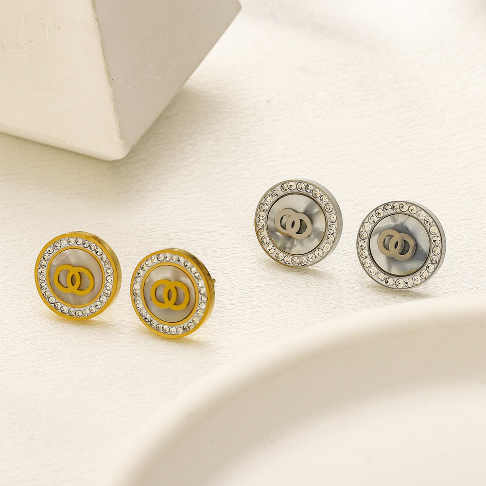 Simple Designer Stud Earrings Fashion Women Gold Silver Plated Letter Stainless Steel Heart Earring Sweet Girls Birthday Party Gifts Luxury Jewelry Accessories