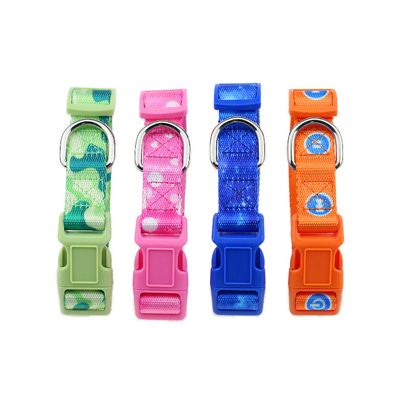 Nylon Print Pet Collar Small and Medium Dog Adjustable Dog Collar ABS Eco-Friendly Buckle and D Ring for Cat and Dog Accessories