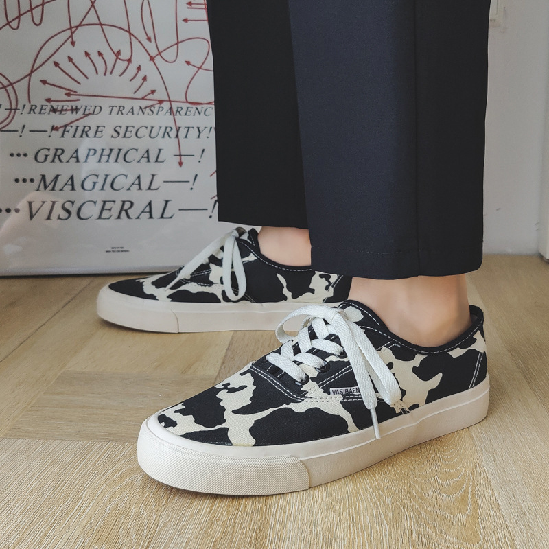 2025 new Size JOZHAMTA 35-44 Women Flats Sneakers Ins Fashion Leopard Low Heels Summer Shoes 2025 Lace-Up Tennis Athletic Daily Dress 7478