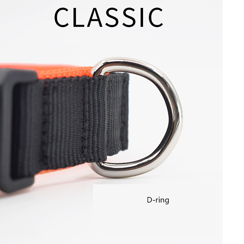 Nylon Webbing Dog Collar with Mesh Breathable Lining Breathable Reflective Pet Collar Adjustable for Large,Medium and Small Dogs