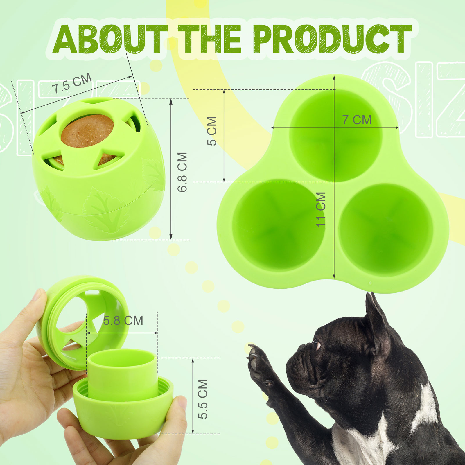 Pet Leaky Food Ball, Multipurpose Fun, Teeth Grinding, Bite Resistance, Rubber Interactive Dog Toy for Dogs, Pets