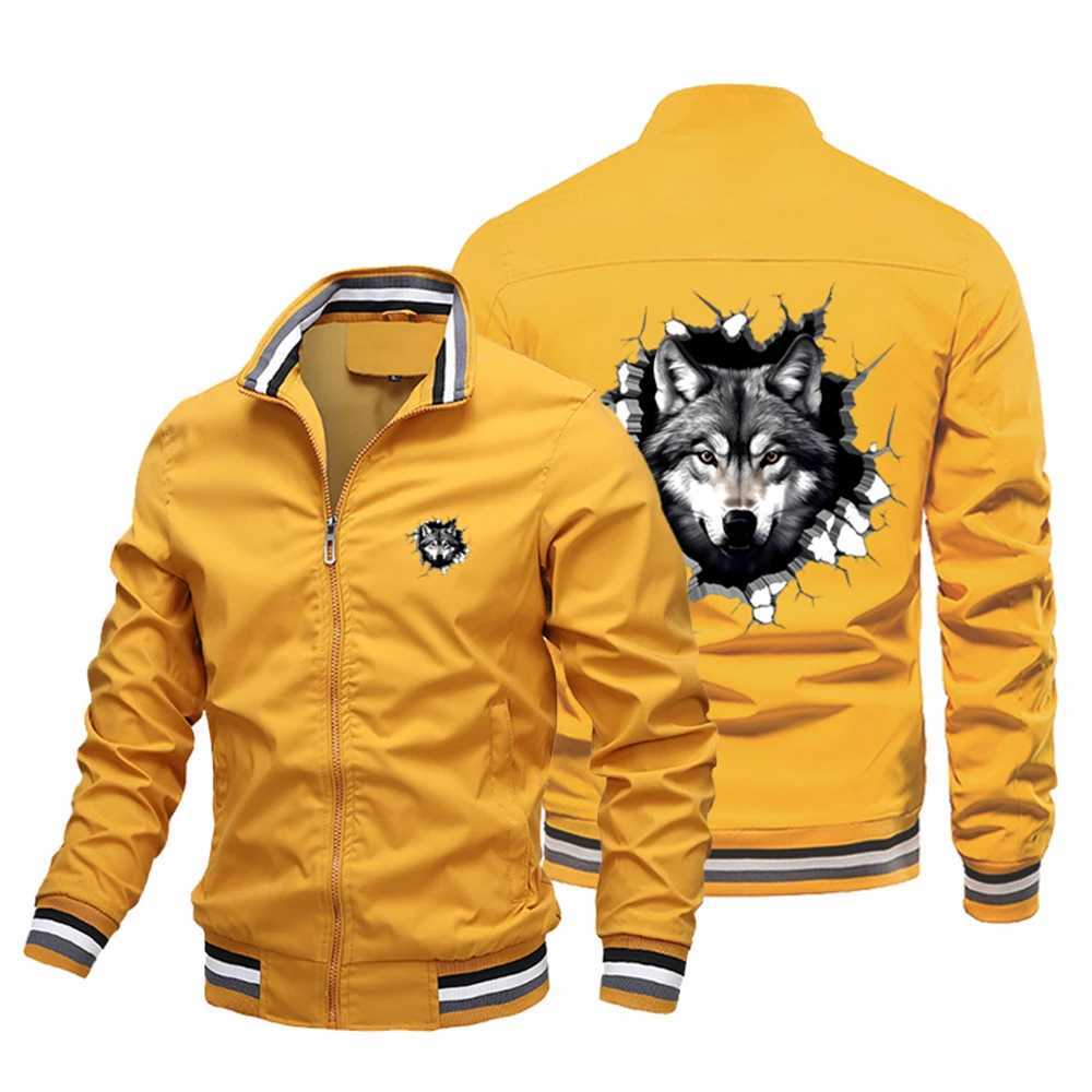Printed Wolf Flying Jacket Sleeping in 2024 Mens Spring/Summer Fashion Trend Street Casual and Handsome Motorcycle Jacket W240914