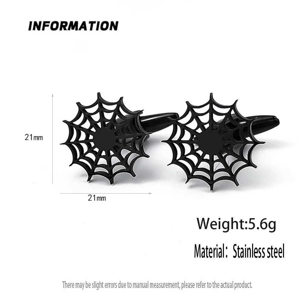 Stainless Steel Spider Web Men Shirt Buttons Ties for Mens Clothes Decorative Punk Dark Cuff Links Jewelry GiftX240914