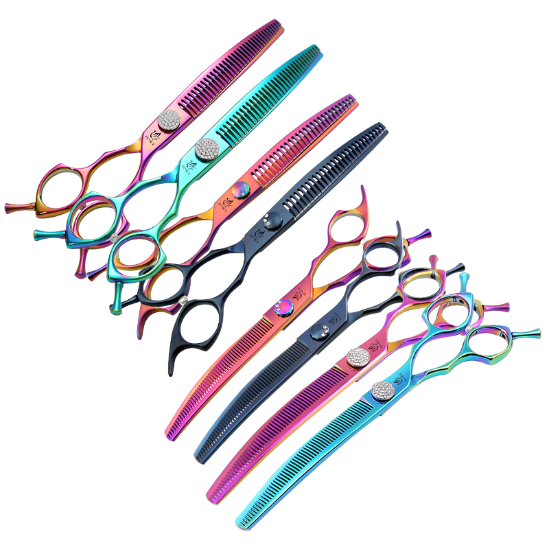 Fenice Dog Scissors JP440C 7/7.25 Inch Professional Pet Grooming Straight Curved Chunker Thinner Shear Grooming for Dogs 애견미용가위