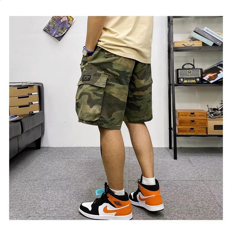 Cargo Shorts Mens Summer Cotton Army Tactical Camouflage Multipocket Casual Short Pants Loose Military Men 2023 240913