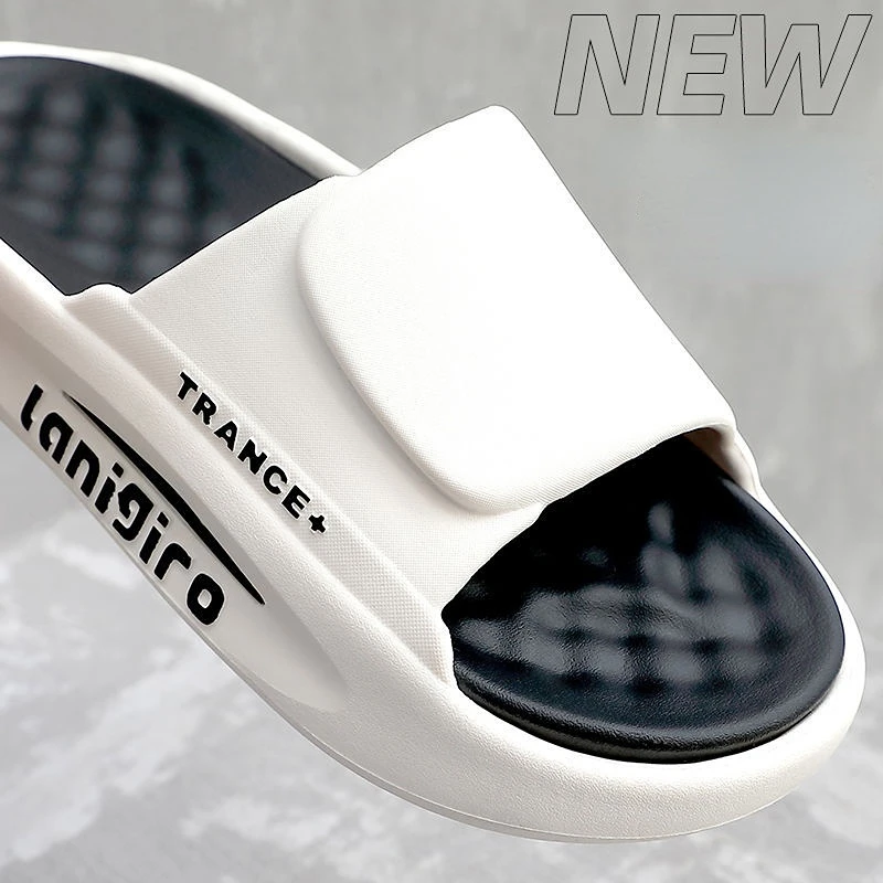 Men's Summer Pvc Soft Slippers Men Outdoor Thicken Anti-Slip Beach Sandals Couples Bathroom Homeslides Flip Flops 2023
