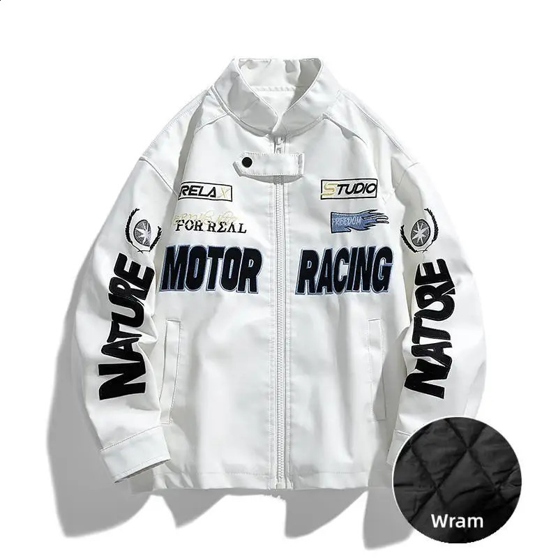 Uetee PU Mens Leather Jacket Trend Street Motorcycle Baseball Letter Embroidered Bomber University Retro Coat 240904